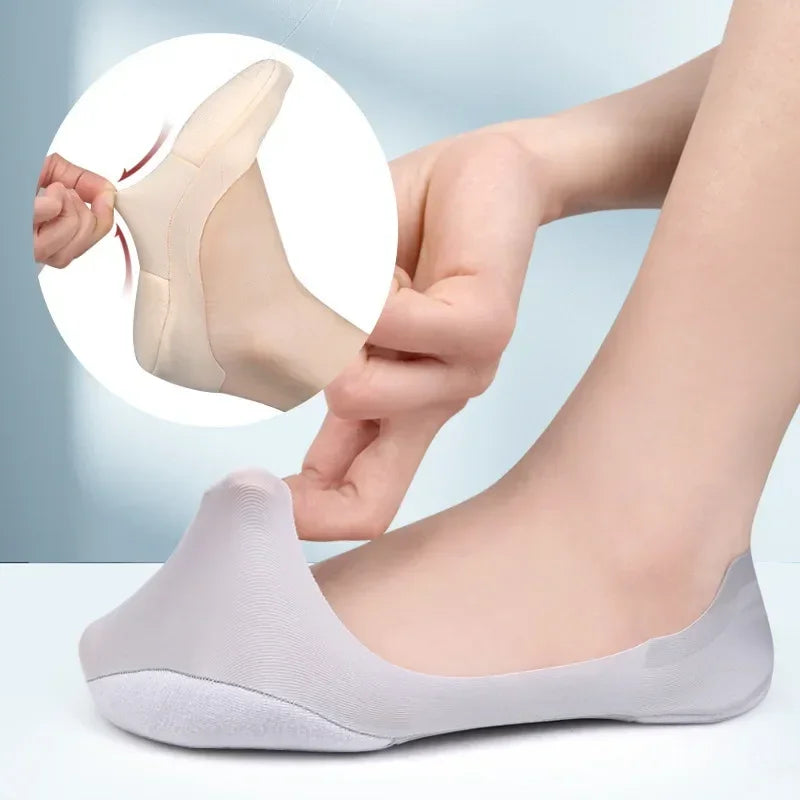 1/2/4 Pairs Women Boat Sock Plantar Fasciitis Shoes Insoles Socks Feet Shock Absorbing Shoe Sole Invisible Non Slip Shoe Pads