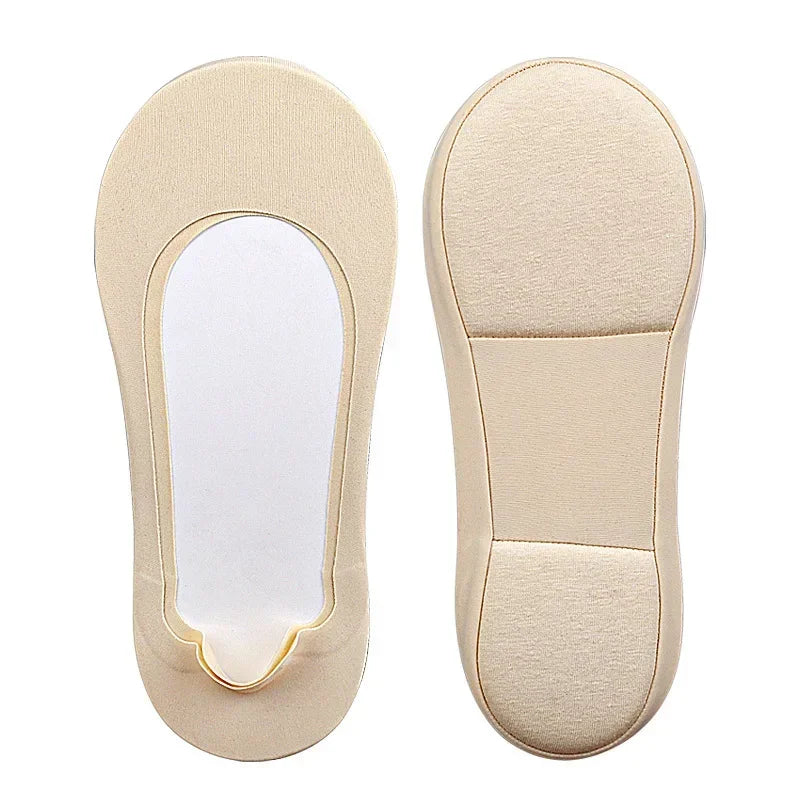 1/2/4 Pairs Women Boat Sock Plantar Fasciitis Shoes Insoles Socks Feet Shock Absorbing Shoe Sole Invisible Non Slip Shoe Pads