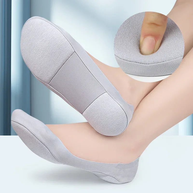 1/2/4 Pairs Women Boat Sock Plantar Fasciitis Shoes Insoles Socks Feet Shock Absorbing Shoe Sole Invisible Non Slip Shoe Pads